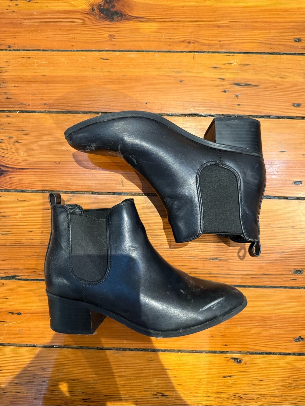 Classic Black Leather Chelsea Ankle Boots - Women